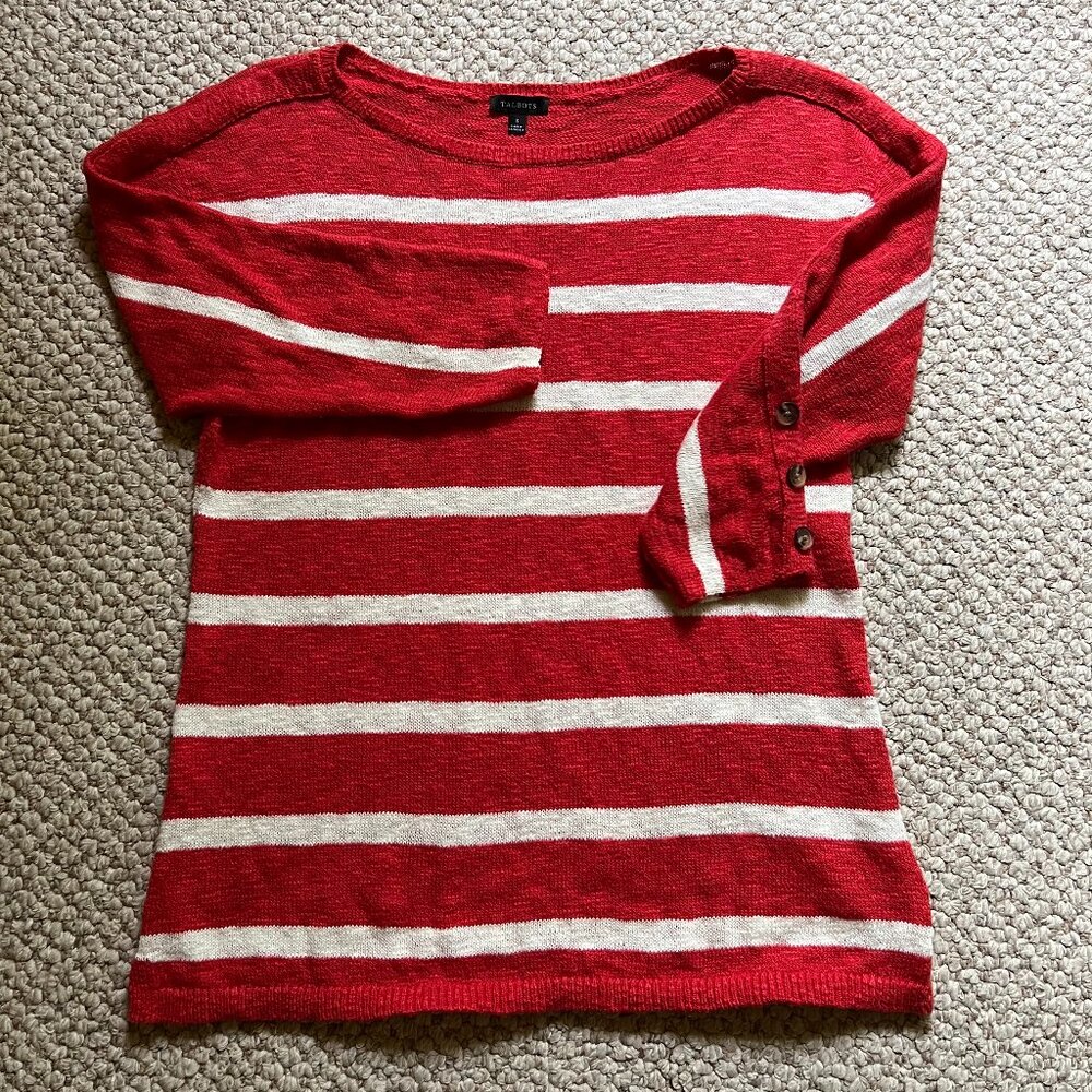 Talbots - Button Cuff Stripe Slub Pullover -- Exc… - image 6